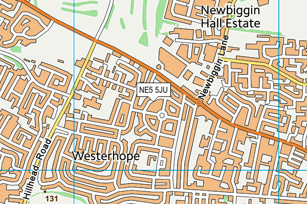 NE5 5JU map - OS VectorMap District (Ordnance Survey)