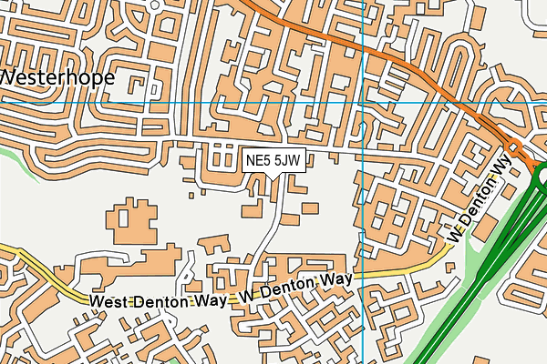 NE5 5JW map - OS VectorMap District (Ordnance Survey)