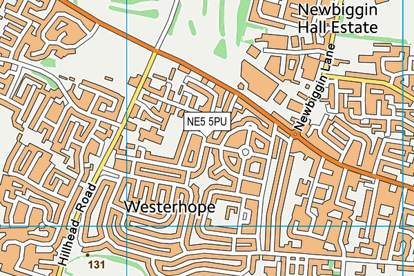 NE5 5PU map - OS VectorMap District (Ordnance Survey)