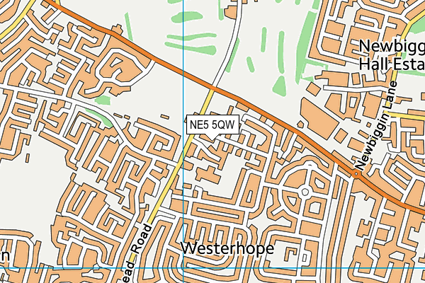 NE5 5QW map - OS VectorMap District (Ordnance Survey)