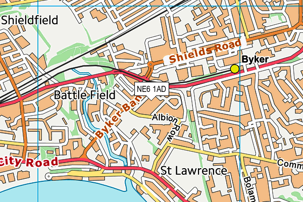 NE6 1AD map - OS VectorMap District (Ordnance Survey)