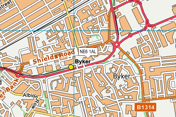 NE6 1AL map - OS VectorMap District (Ordnance Survey)