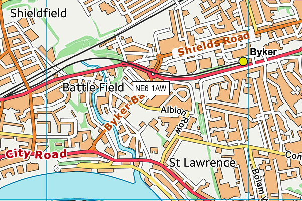 NE6 1AW map - OS VectorMap District (Ordnance Survey)