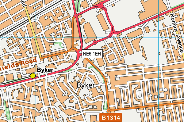 NE6 1EH map - OS VectorMap District (Ordnance Survey)