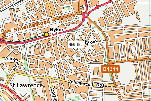 NE6 1EL map - OS VectorMap District (Ordnance Survey)