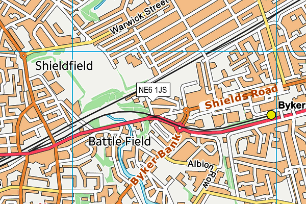 NE6 1JS map - OS VectorMap District (Ordnance Survey)