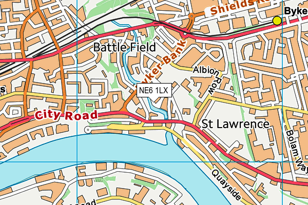 NE6 1LX map - OS VectorMap District (Ordnance Survey)