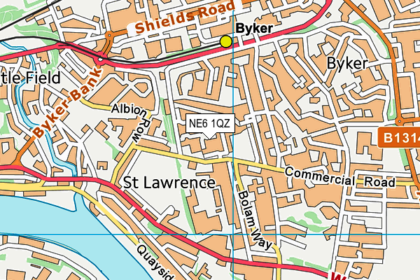 NE6 1QZ map - OS VectorMap District (Ordnance Survey)