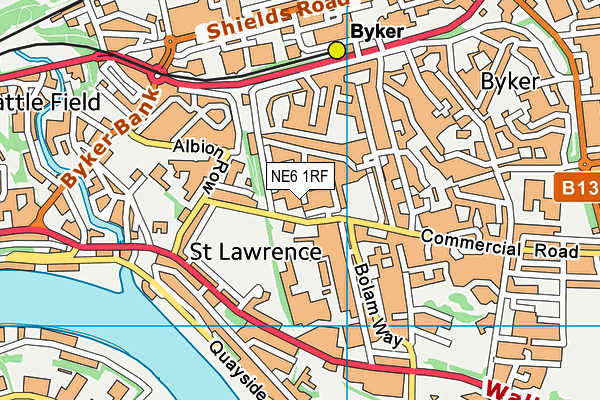 NE6 1RF map - OS VectorMap District (Ordnance Survey)