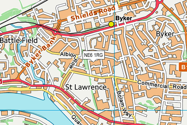 NE6 1RG map - OS VectorMap District (Ordnance Survey)