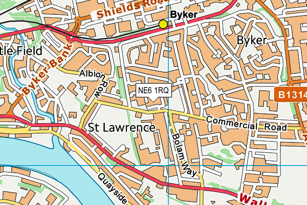 NE6 1RQ map - OS VectorMap District (Ordnance Survey)