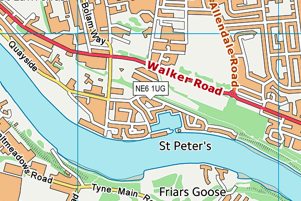 NE6 1UG map - OS VectorMap District (Ordnance Survey)