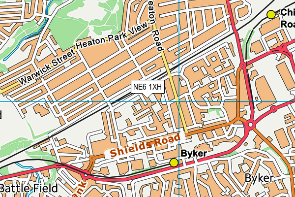 NE6 1XH map - OS VectorMap District (Ordnance Survey)