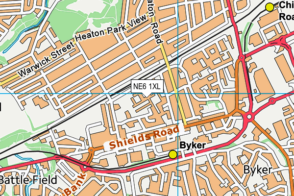 NE6 1XL map - OS VectorMap District (Ordnance Survey)