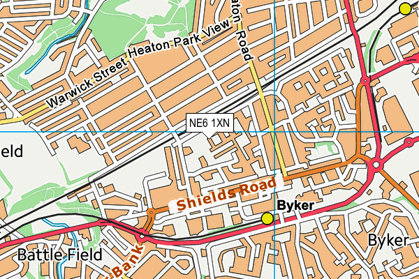 NE6 1XN map - OS VectorMap District (Ordnance Survey)