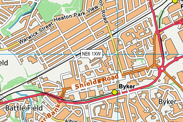 NE6 1XW map - OS VectorMap District (Ordnance Survey)