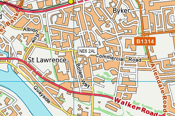 NE6 2AL map - OS VectorMap District (Ordnance Survey)