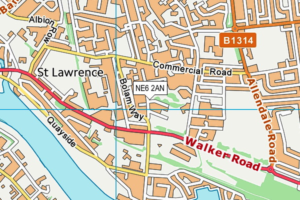 NE6 2AN map - OS VectorMap District (Ordnance Survey)