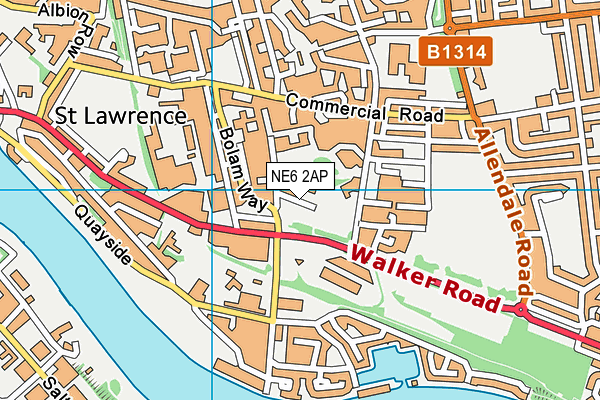 NE6 2AP map - OS VectorMap District (Ordnance Survey)