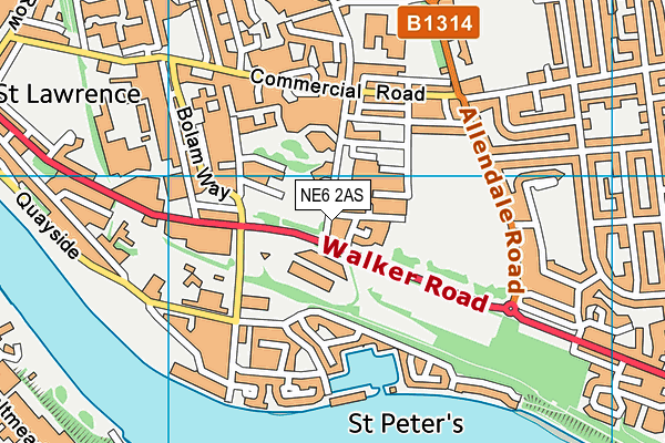 NE6 2AS map - OS VectorMap District (Ordnance Survey)