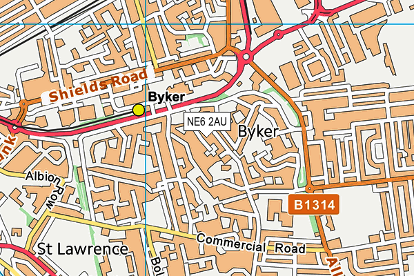 NE6 2AU map - OS VectorMap District (Ordnance Survey)