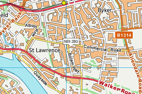 NE6 2BG map - OS VectorMap District (Ordnance Survey)