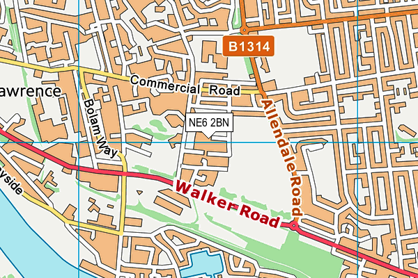 NE6 2BN map - OS VectorMap District (Ordnance Survey)