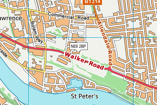 NE6 2BP map - OS VectorMap District (Ordnance Survey)