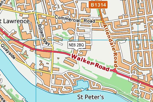 NE6 2BQ map - OS VectorMap District (Ordnance Survey)