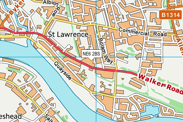 NE6 2BS map - OS VectorMap District (Ordnance Survey)