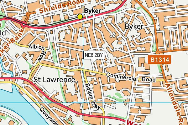 NE6 2BY map - OS VectorMap District (Ordnance Survey)