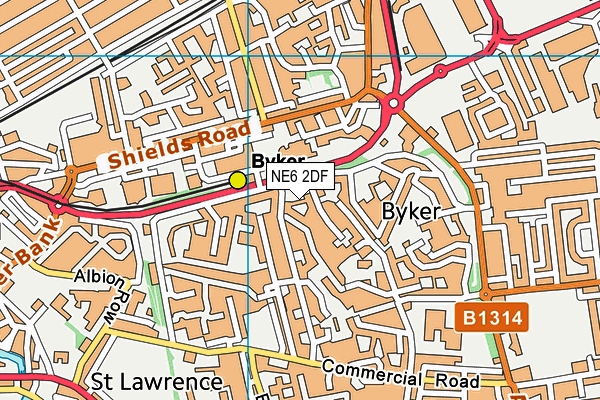 NE6 2DF map - OS VectorMap District (Ordnance Survey)