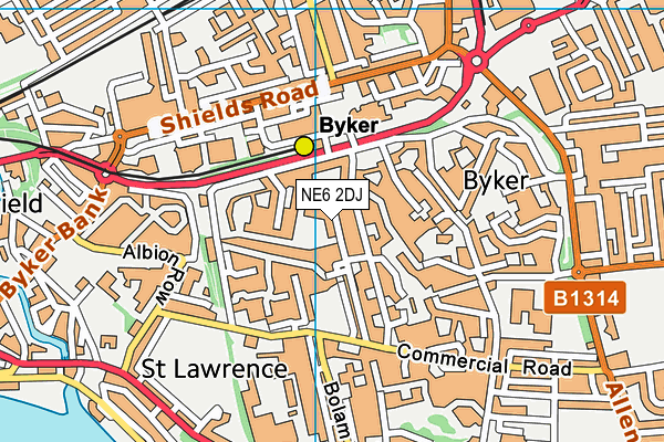 NE6 2DJ map - OS VectorMap District (Ordnance Survey)