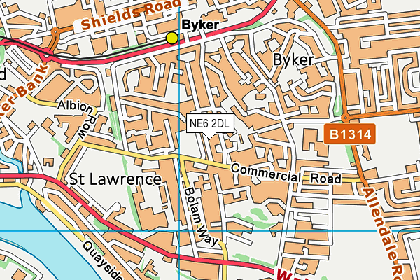 NE6 2DL map - OS VectorMap District (Ordnance Survey)