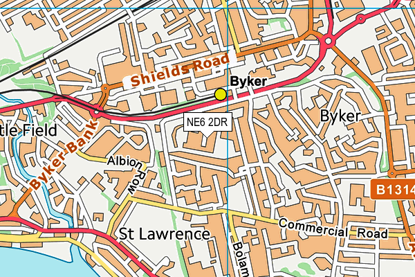 NE6 2DR map - OS VectorMap District (Ordnance Survey)