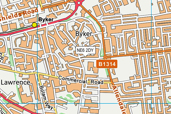 NE6 2DY map - OS VectorMap District (Ordnance Survey)