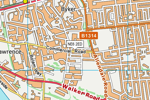 NE6 2ED map - OS VectorMap District (Ordnance Survey)