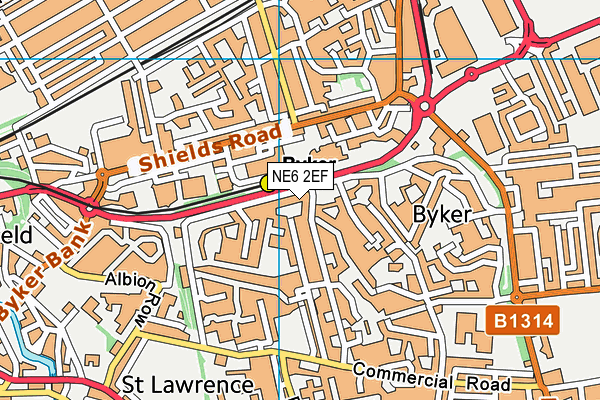 NE6 2EF map - OS VectorMap District (Ordnance Survey)