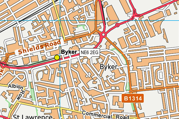 NE6 2EG map - OS VectorMap District (Ordnance Survey)