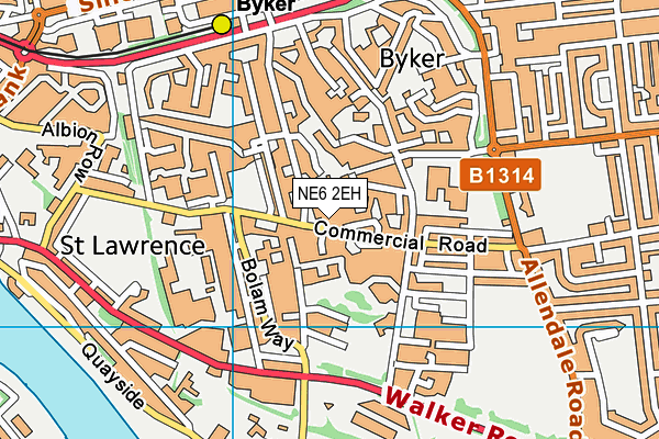 NE6 2EH map - OS VectorMap District (Ordnance Survey)