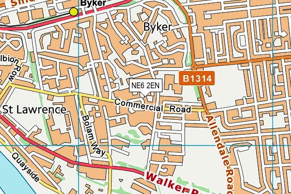 NE6 2EN map - OS VectorMap District (Ordnance Survey)