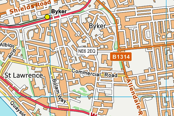 NE6 2EQ map - OS VectorMap District (Ordnance Survey)