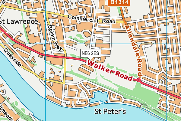 NE6 2ES map - OS VectorMap District (Ordnance Survey)