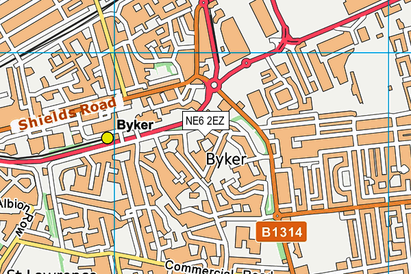 NE6 2EZ map - OS VectorMap District (Ordnance Survey)