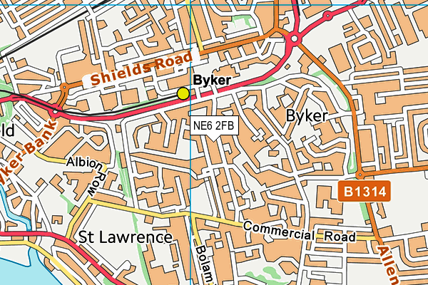 NE6 2FB map - OS VectorMap District (Ordnance Survey)