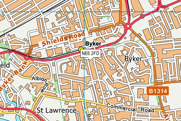 NE6 2FD map - OS VectorMap District (Ordnance Survey)