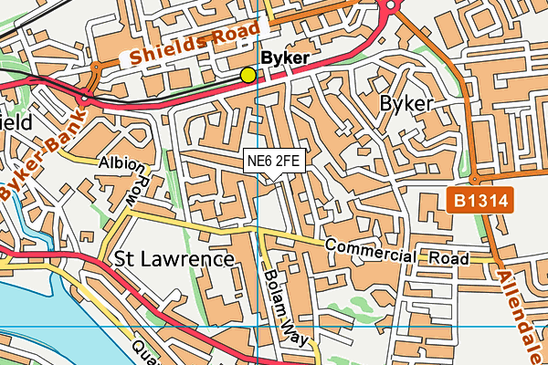 NE6 2FE map - OS VectorMap District (Ordnance Survey)