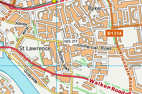 NE6 2FF map - OS VectorMap District (Ordnance Survey)