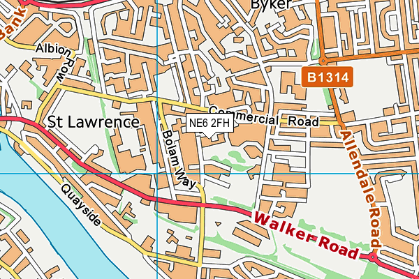 NE6 2FH map - OS VectorMap District (Ordnance Survey)