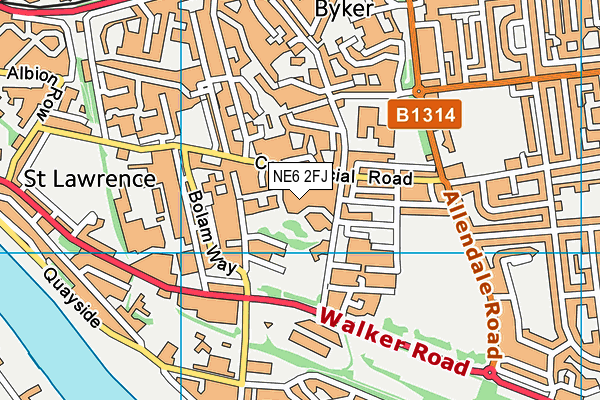 NE6 2FJ map - OS VectorMap District (Ordnance Survey)